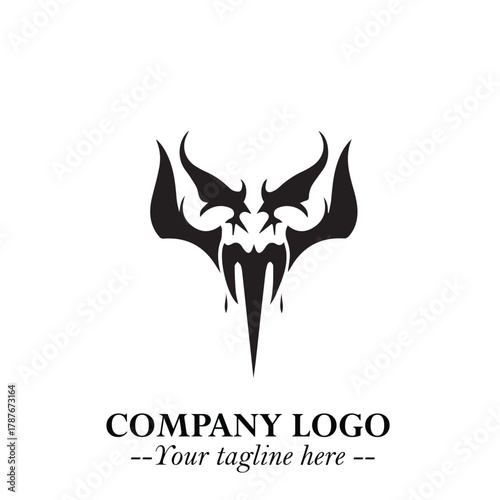 Head of Dracula Logo Symbol in Black on the White Background with Horror Minimal Vector Design
