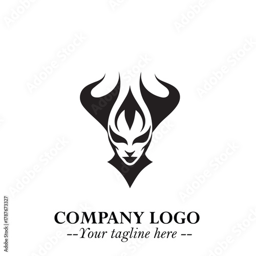 Head of Dracula Logo Symbol in Black on the White Background with Horror Minimal Vector Design