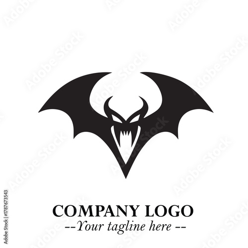Head of Dracula Logo Symbol in Black on the White Background with Horror Minimal Vector Design