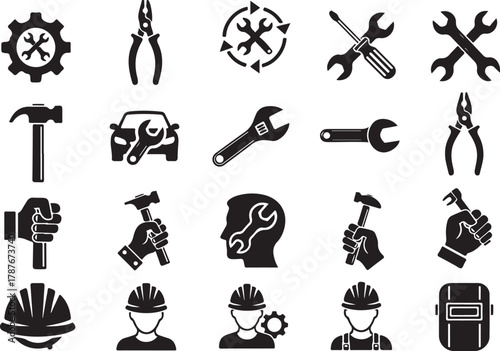 Collection of various tools and repair icons