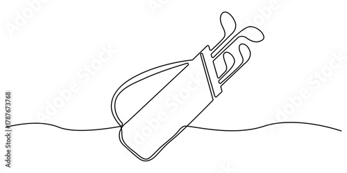 Golf bag continuous one line drawing. Single line art illustration of golf equipment. Editable vector, Golf bag continuous line. Continuous one line drawing golf bag. Golf, bag  concept. Single line