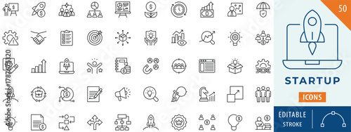 Startup icon collection set. Editable stroke.