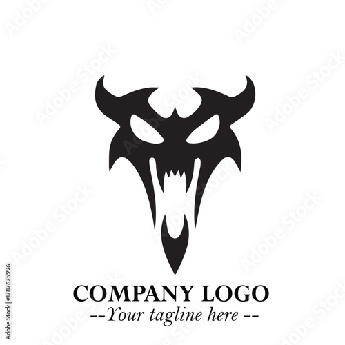 Head of Dracula Logo Symbol in Black on the White Background with Horror Minimal Vector Design