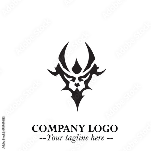 Head of Dracula Logo Symbol in Black on the White Background with Horror Minimal Vector Design