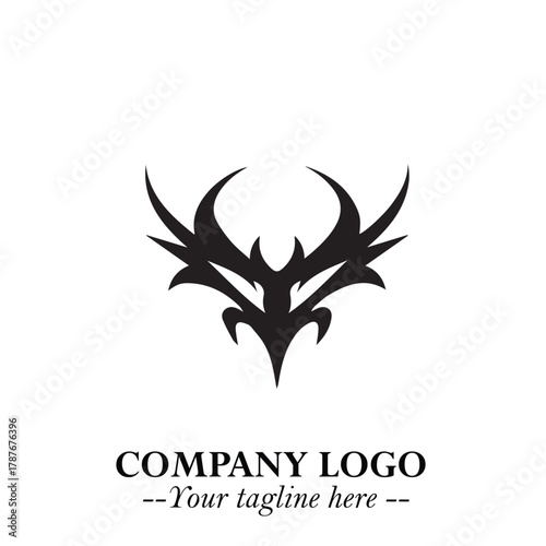 Head of Dracula Logo Symbol in Black on the White Background with Horror Minimal Vector Design