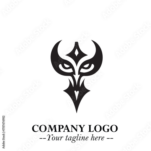 Head of Dracula Logo Symbol in Black on the White Background with Horror Minimal Vector Design