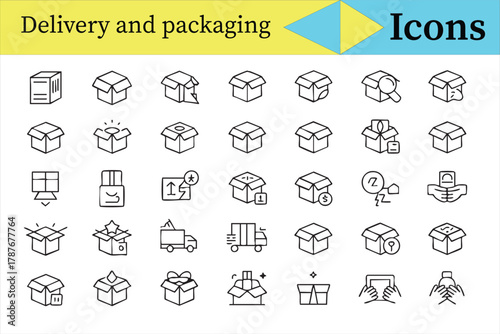 Delivery and shipping line icons collection for logistics and e commerce design