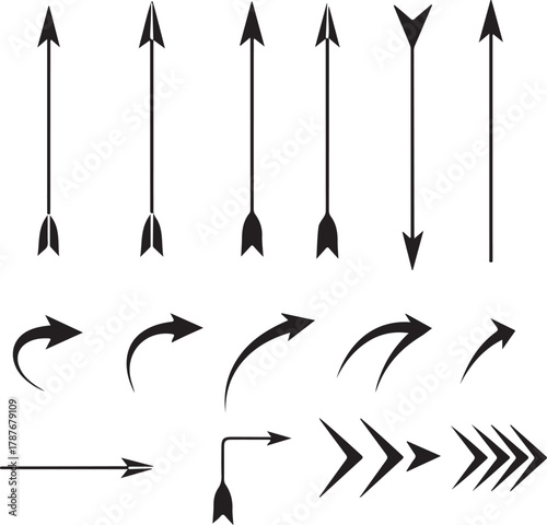 Collection of various arrow styles and directional indicators