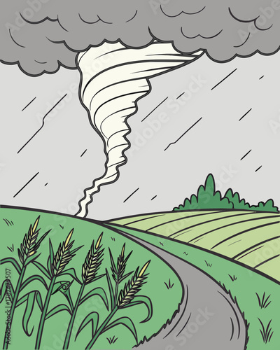 Tornado over agricultural field.