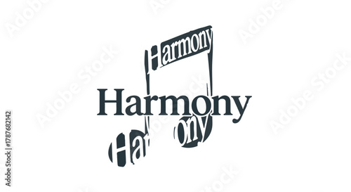 Musical notes creatively forming the word Harmony, symbolizing unity and rhythm in music.