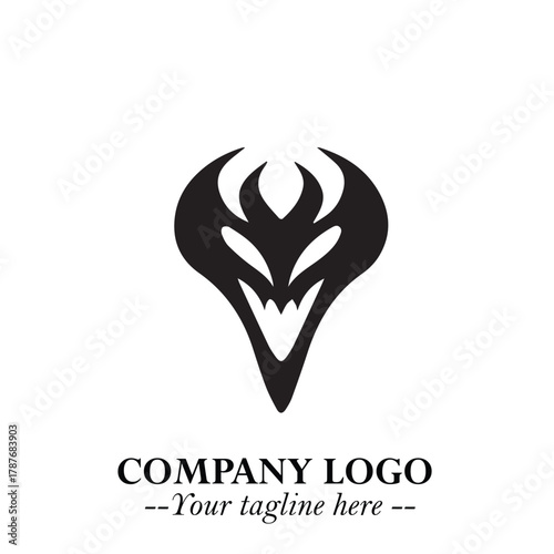 Head of Dracula Logo Symbol in Black on the White Background with Horror Minimal Vector Design