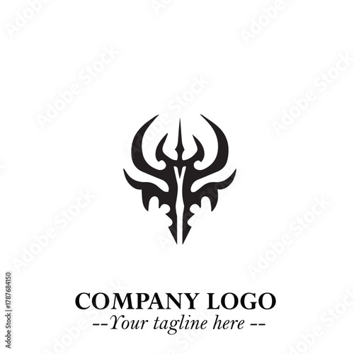 Head of Dracula Logo Symbol in Black on the White Background with Horror Minimal Vector Design