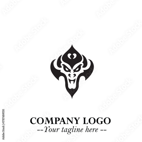 Head of Dracula Logo Symbol in Black on the White Background with Horror Minimal Vector Design