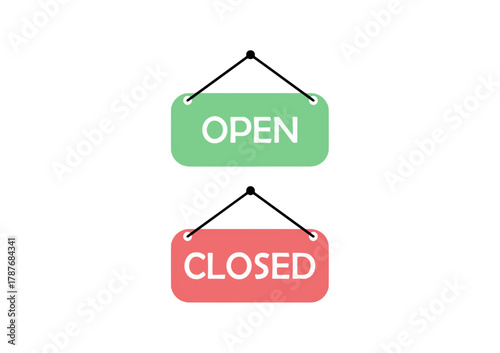 Modern Open Close Sign Board PNG Vector Illustration