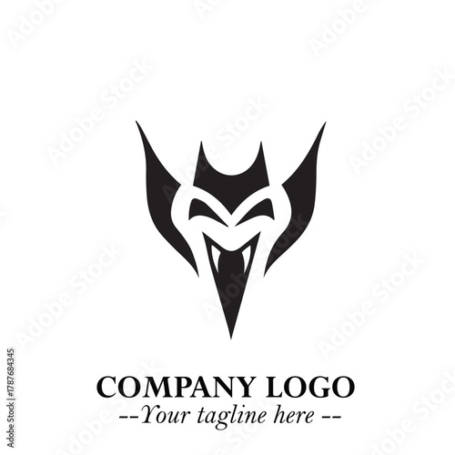 Head of Dracula Logo Symbol in Black on the White Background with Horror Minimal Vector Design