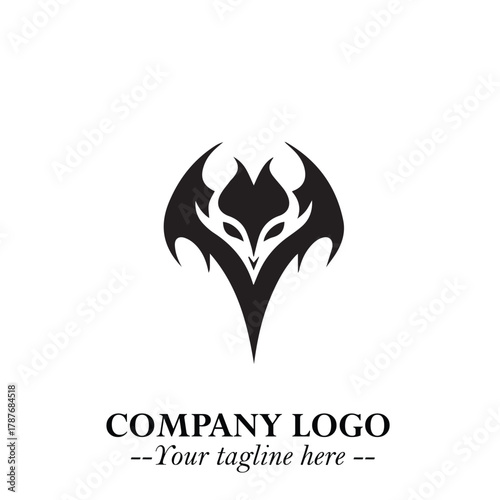 Head of Dracula Logo Symbol in Black on the White Background with Horror Minimal Vector Design