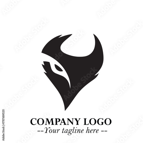 Head of Dracula Logo Symbol in Black on the White Background with Horror Minimal Vector Design