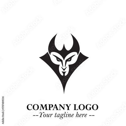 Head of Dracula Logo Symbol in Black on the White Background with Horror Minimal Vector Design