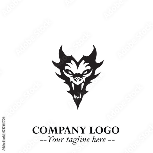 Head of Dracula Logo Symbol in Black on the White Background with Horror Minimal Vector Design