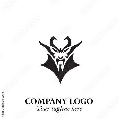 Head of Dracula Logo Symbol in Black on the White Background with Horror Minimal Vector Design