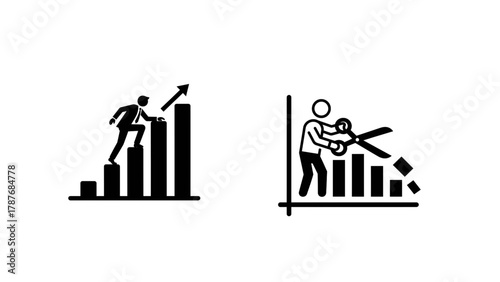 Business Growth and Success Cost, Cutting and Business Decline Concept Illustration