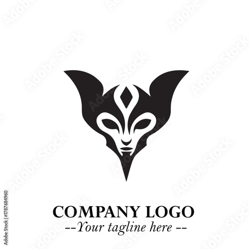 Head of Dracula Logo Symbol in Black on the White Background with Horror Minimal Vector Design