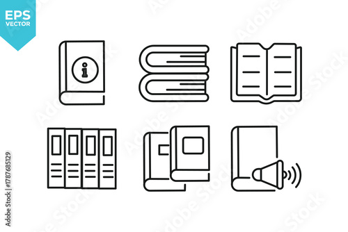 Set of line icons Book. Outline icons collection stock illustration