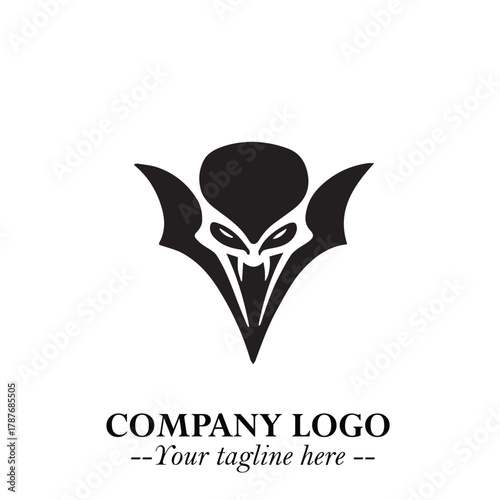 Head of Dracula Logo Symbol in Black on the White Background with Horror Minimal Vector Design