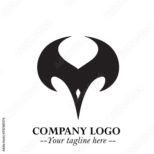 Head of Dracula Logo Symbol in Black on the White Background with Horror Minimal Vector Design