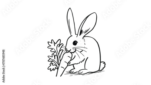 Rabbit eating carrot