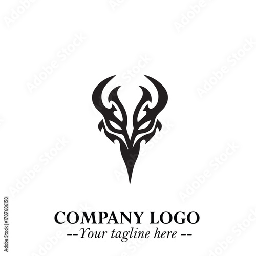 Head of Dracula Logo Symbol in Black on the White Background with Horror Minimal Vector Design