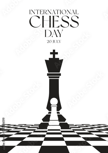 International chess day celebration banner on July 20. Creative modern design. Vector