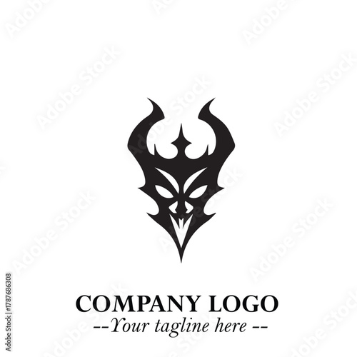 Head of Dracula Logo Symbol in Black on the White Background with Horror Minimal Vector Design