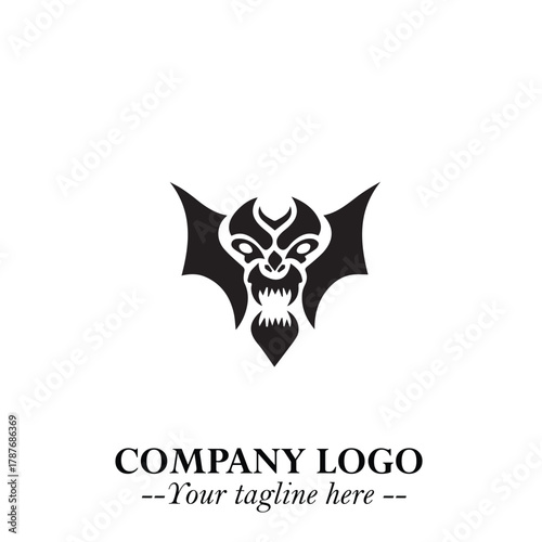 Head of Dracula Logo Symbol in Black on the White Background with Horror Minimal Vector Design