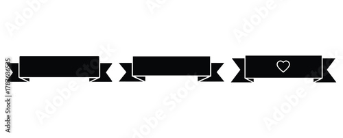 love banner silhouette Valentine icon set,Black color simple Vector icons