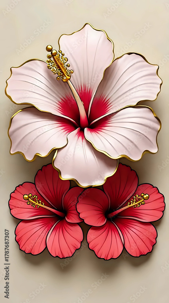 Naklejka premium 3d Hibiscus flower