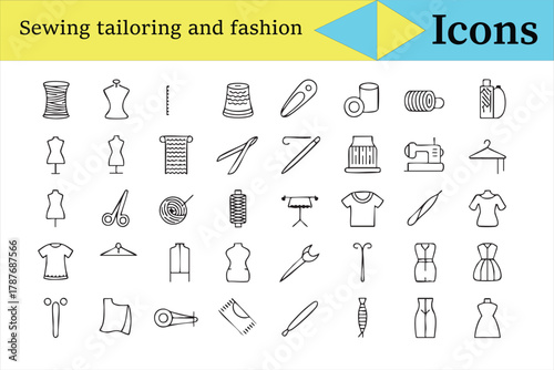 Tailoring and clothing design icons