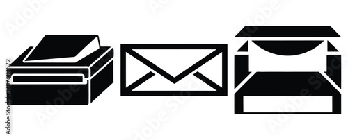 love letterbox silhouette Valentine icon set,Black color simple Vector icons