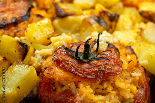 Rice-stuffed Tomatoes with Potatoes