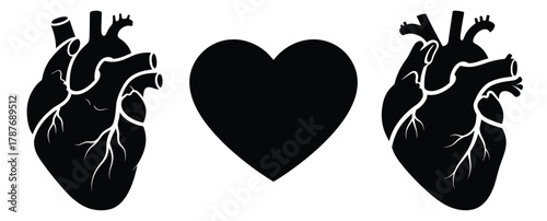 valentine heart silhouette Valentine icon set,Black color simple Vector icons