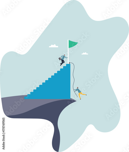 Efficient way to win business competition, productive or effectiveness work, smart easy way to reach goal, better clever solution .about a man and his life.