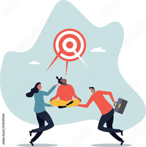 Teamwork aiming on the same target, collaboration to succeed in the same goal, partnership strategy.about a man and his life.