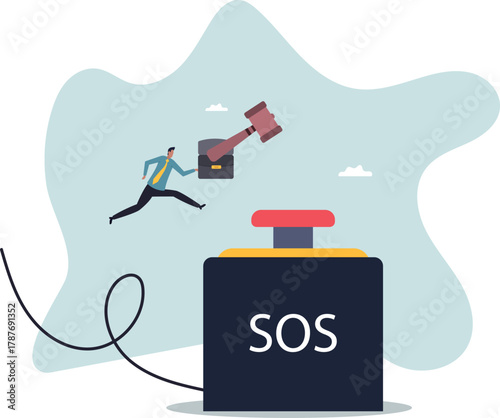 SOS call for business help, emergency support needed in economic crisis or signal for financial stock market crash.about a man and his life.