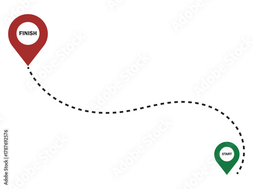 Set of map pointer start and finish location icon. Line style vector illustration start, finish website graphic design. Simple start and finish route map distance sign symbol. EPS 10