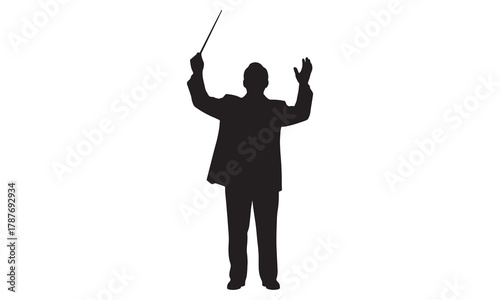 Orchestra conductor silhouette with adobe illustrator logo