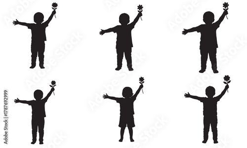 Children holding microphones silhouette