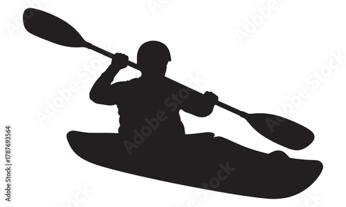 Kayaker paddling in a silhouette