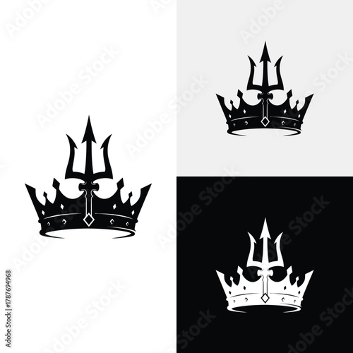trident crown logo vector icon illustration
