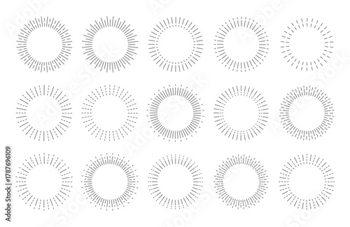 抽象的な放射状の光線、集中線、サンバーストフレーム