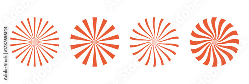 Red Sunburst Vector Set – Radial Stripes, Swirl, Geometric Lines, Abstract Circle Burst